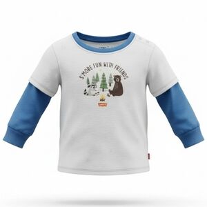 Levi's White and Blue Kids Long Sleeve Tee NWOT 12 Months